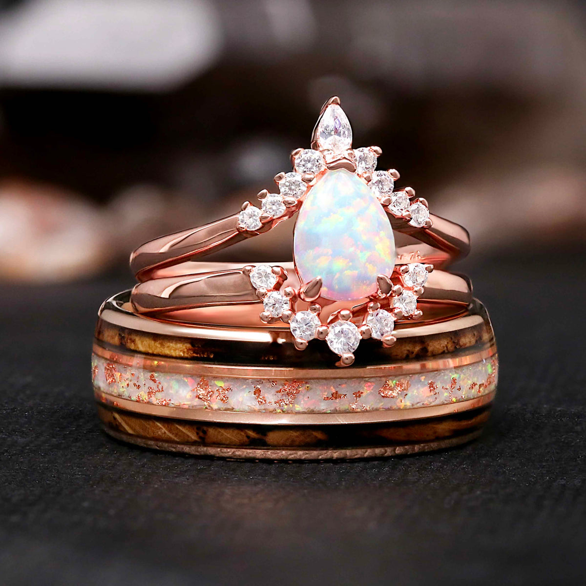 8mm tungsten ring with opal inlay