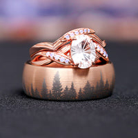 Unique matching rose gold lotus rings for him and her