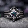 Alexandrite couple rings in black sterling silver