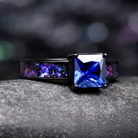 Orion Nebula and Enla Sapphire engagement and wedding rings