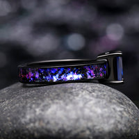 Couples wedding ring set inspired by Orion Nebula and space