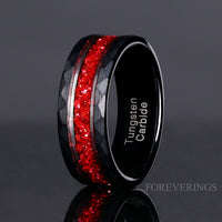 Weaver Garnet Couples Ring Set, Unique Wedding Ring Set, His & Her Wedding Band Set, Matching Promise Rings, Alternative Engagement Ring Set