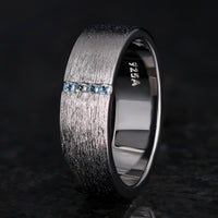 Elegant black alexandrite wedding bands set