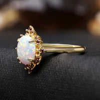 White fire opal wedding ring set