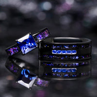Couples wedding band set with space-inspired design