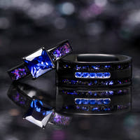 Enla Sapphire & Orion Nebula Ring™ Set | Matching Space Inspired Wedding Band Set for Couples