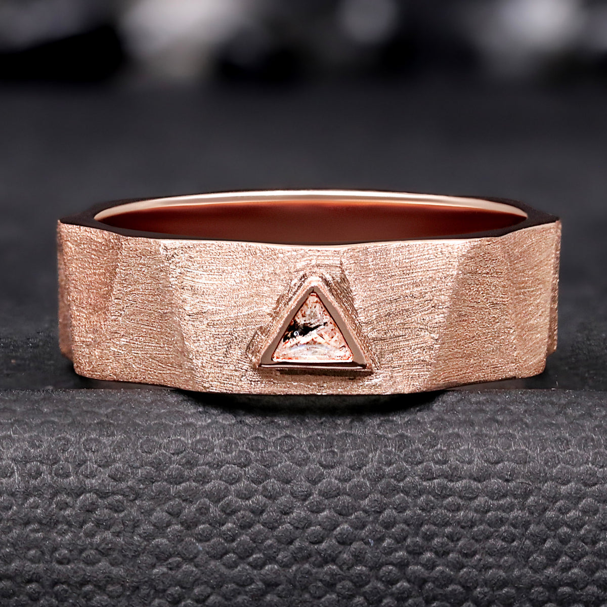 Kite Cut Herkimer Diamond Engagement Ring Set | Rose Gold Couples Ring