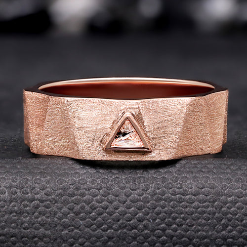 Mens Herkimer Diamond Ring | Triangle Cut Rose Gold Sterling Silver