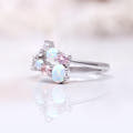 Side view of the women's opal cluster ring in sterling silver