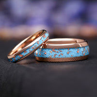 Elegant western style couples rings in rose gold tungsten
