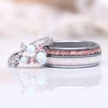 Morganite & Opal Couples Ring Set, Cluster His Her Wedding Ring, Constellation Promise Ring, Fire Opal Engagement and Morganite Ring Set