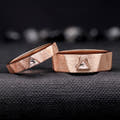 4mm rose gold triangle Herkimer diamond band leaning on a wider band with the same stone