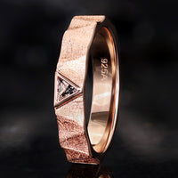 Kite Cut Herkimer Diamond Engagement Ring Set | Rose Gold Couples Ring