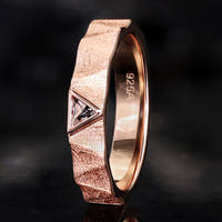 Triangle Cut Herkimer Diamond Ring | 4mm Rose Gold Sterling Silver Band