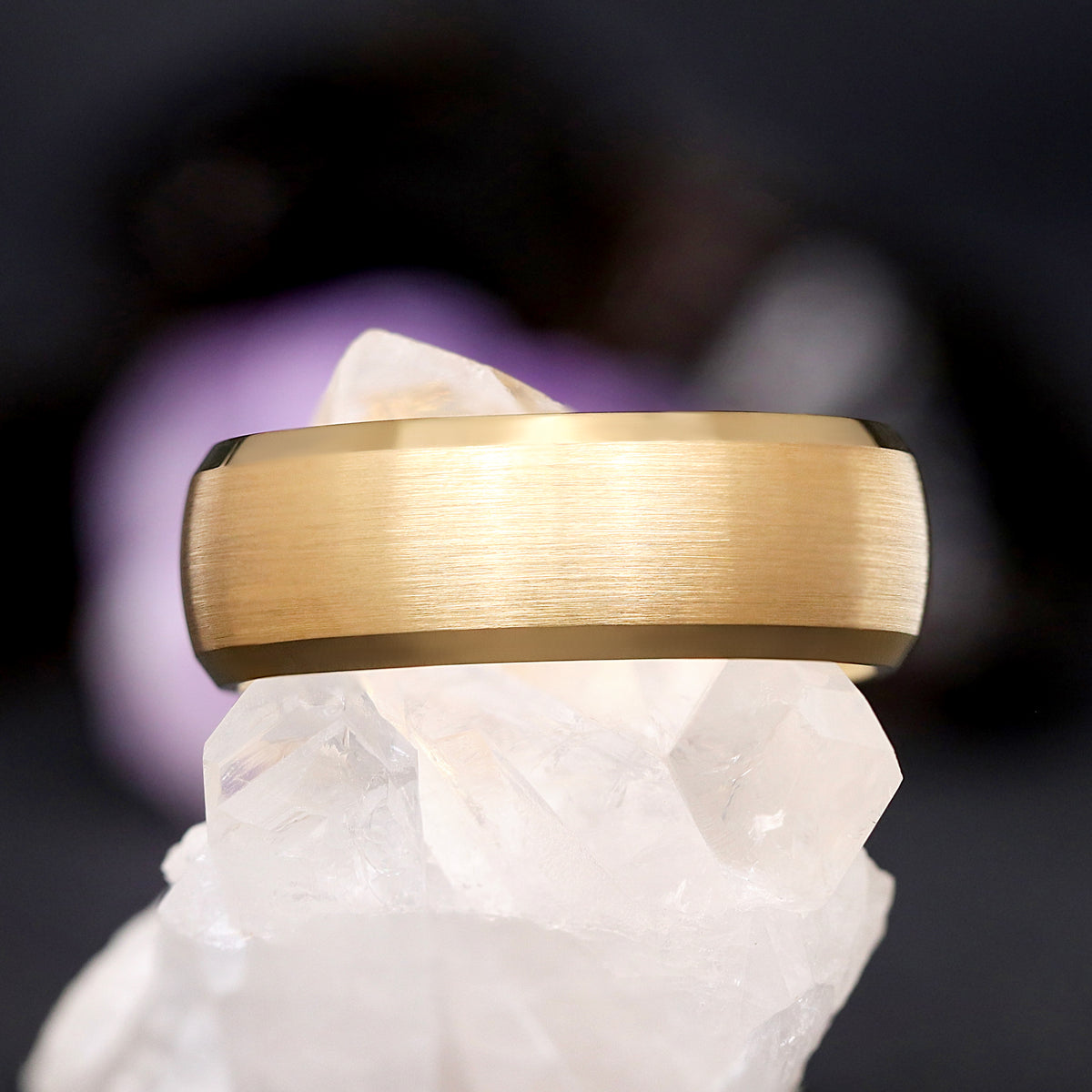 Spire White Sapphire Couples Ring Set, His and Her Gold Wedding Ring Set, Elongated Hexagon Ring, Matching Unique Engagement Ring Set