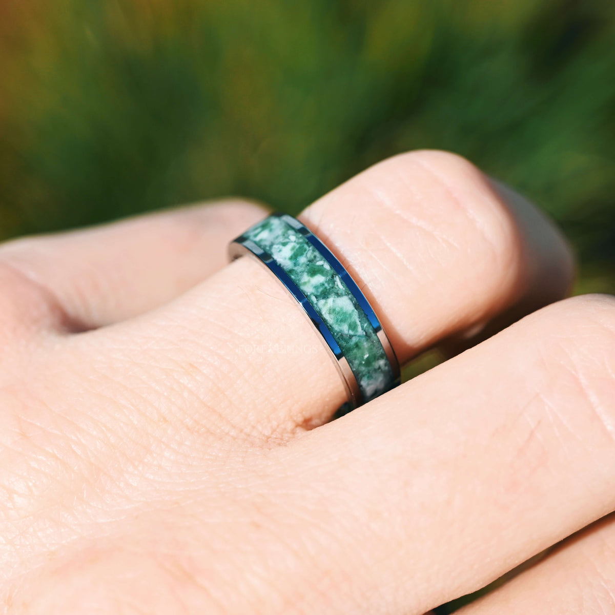 Faeleaf Moss Agate Promise Ring Set | Pear Cut His & Hers in Silver