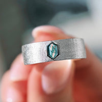 Alternative engagement rings moss agate set