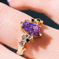 Hawthorn Purple Turquoise Engagement Ring Set for Couples