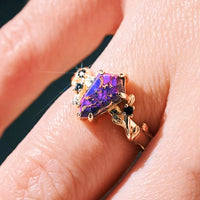 Hawthorn Purple Turquoise Engagement Ring Set for Couples