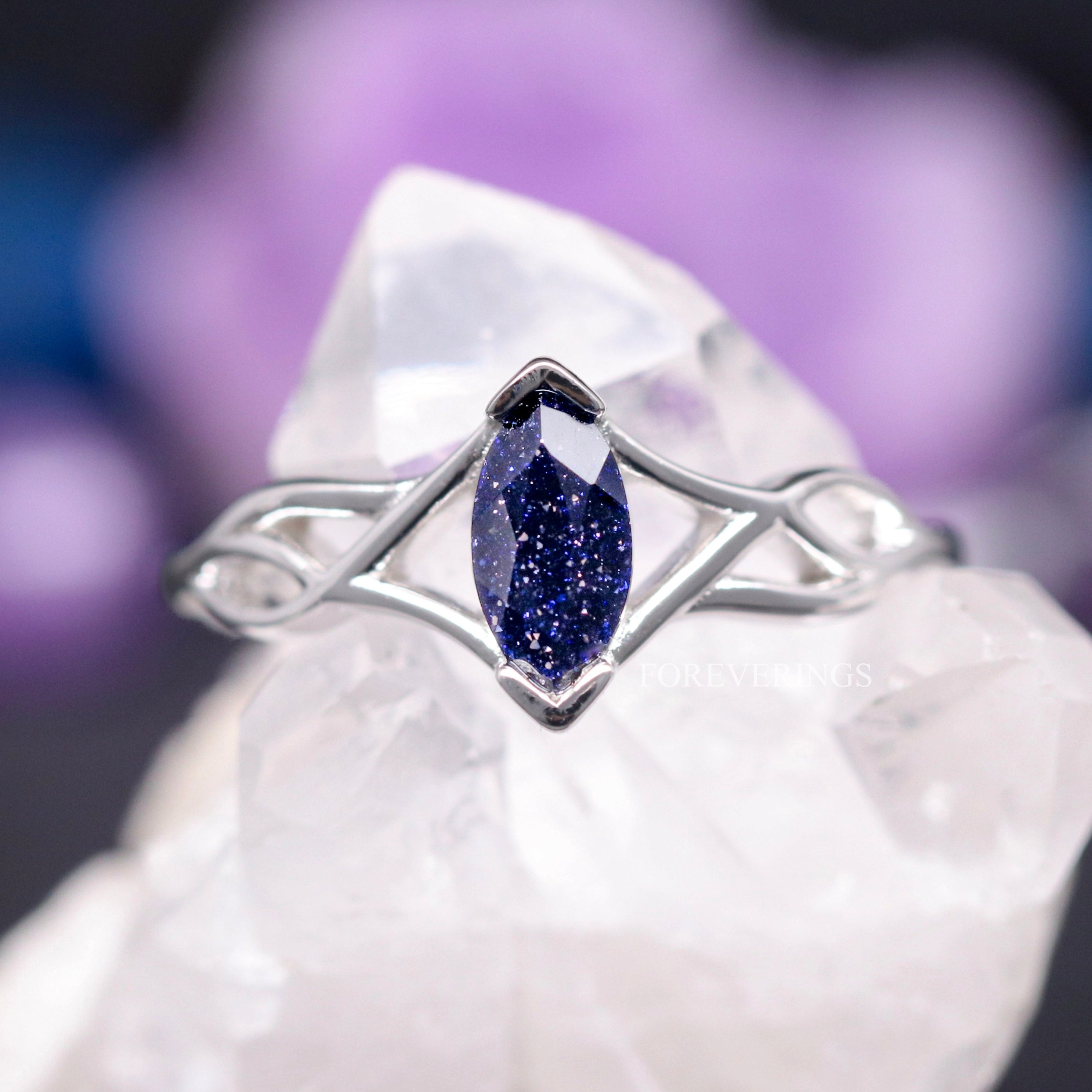 ACOTAR Inspired Engagement Ring | Sandstone Marquise in 925 Sterling Silver | Rift Nebula Space Wedding, Engagement, or Promise Ring