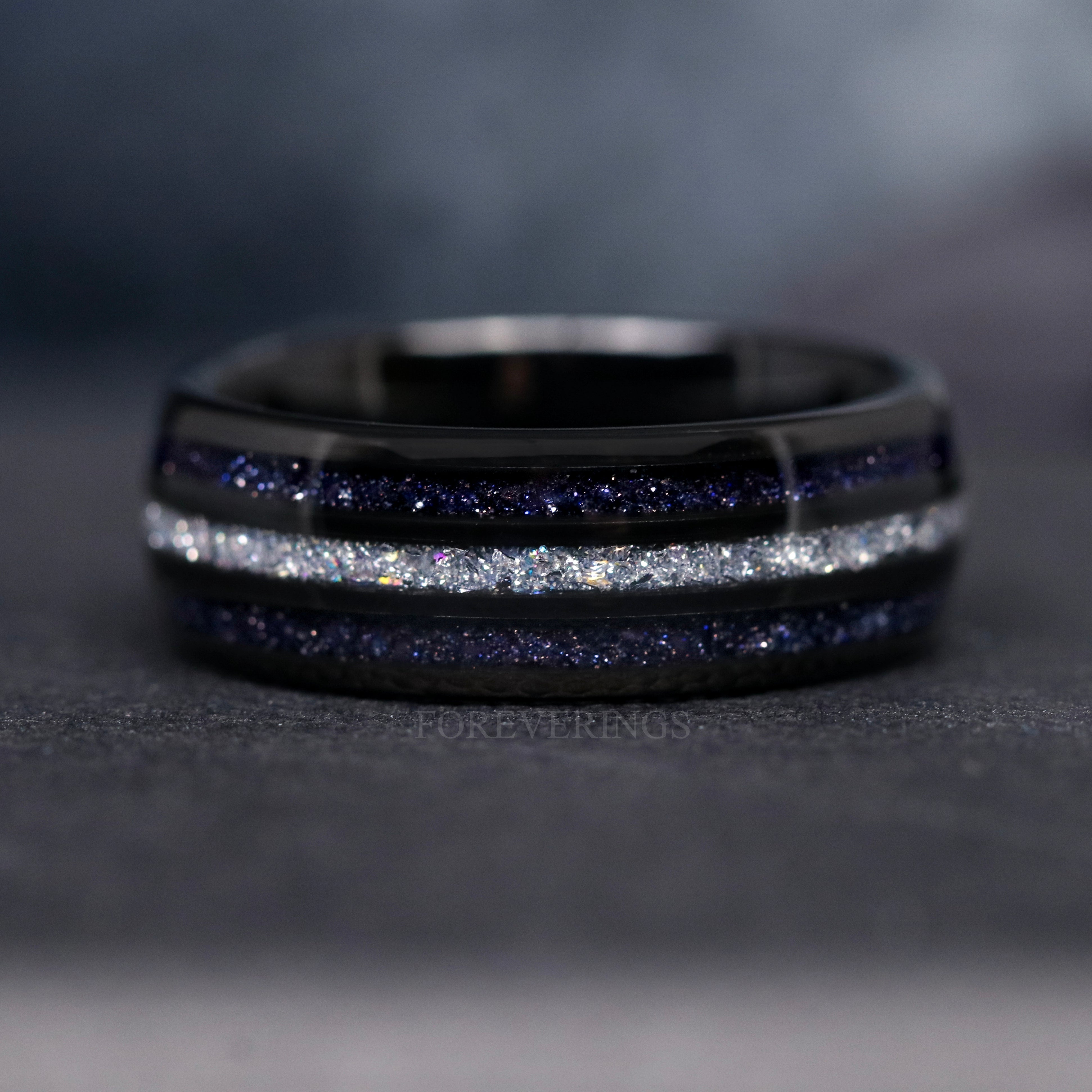 Moonstone Ring Men, Black Nebula Wedding Band, Starry Night, Celestial Tungsten Ring, Unique Promise Ring, Natural Moonstone Ring, Sandstone