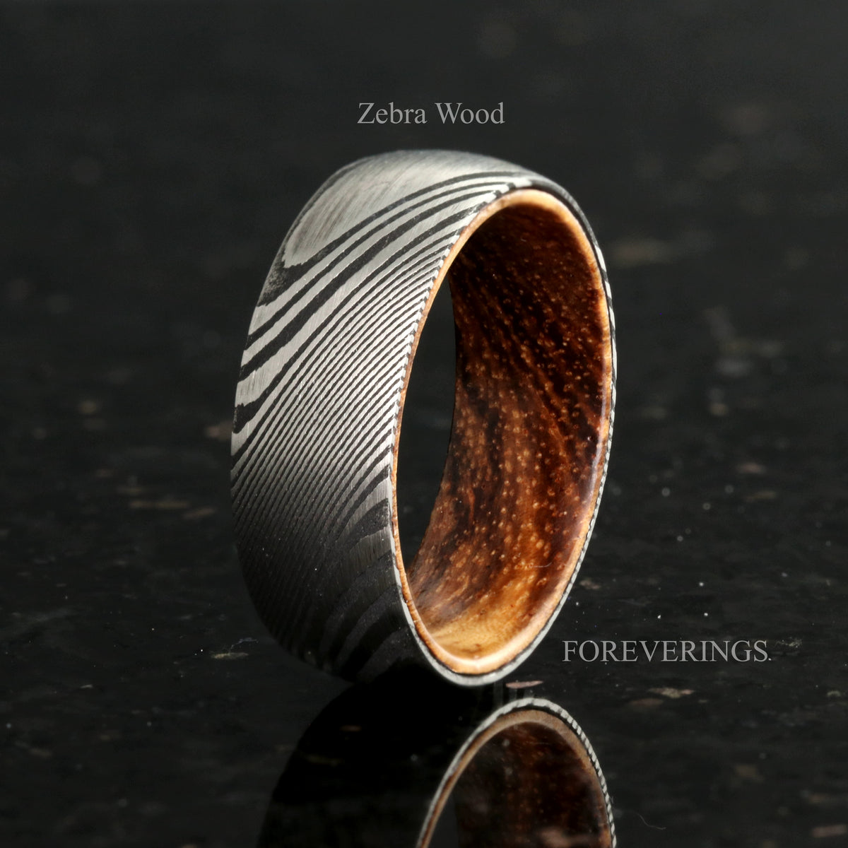 Customized Damascus Ring Man, Wood Wedding Band, Metal and Wood, Whiskey Barrel, Stainless Steel, Unique Man Engagement Ring, 5th Anniversary Gift for Him