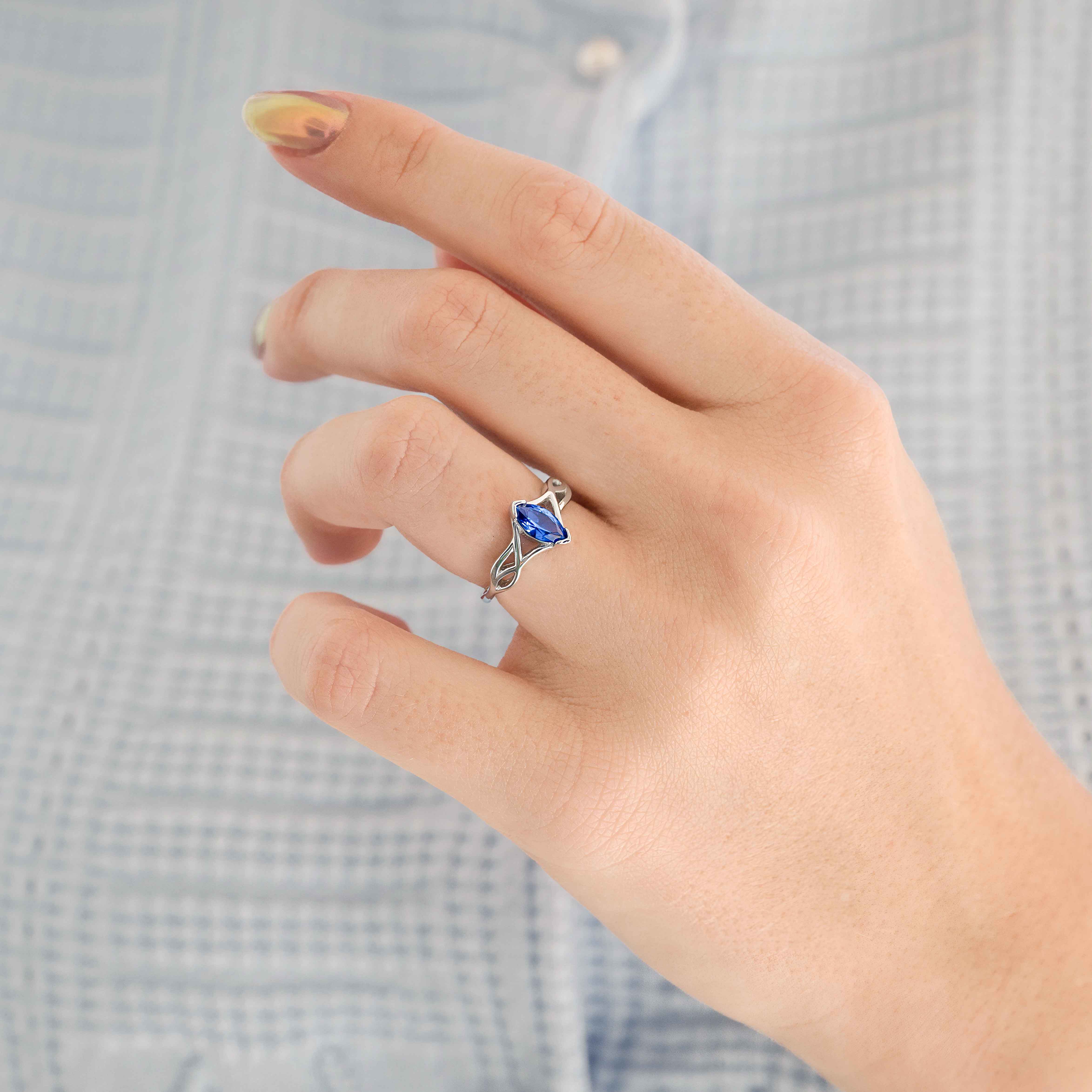 Celtic Sapphire Knot Ring, Silver Sapphire Engagement Ring, Women Wedding Band, Alternative Promise Ring for Her, Unique Women Celtic Ring