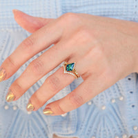 Unique alternative promise ring set with kite cut opal