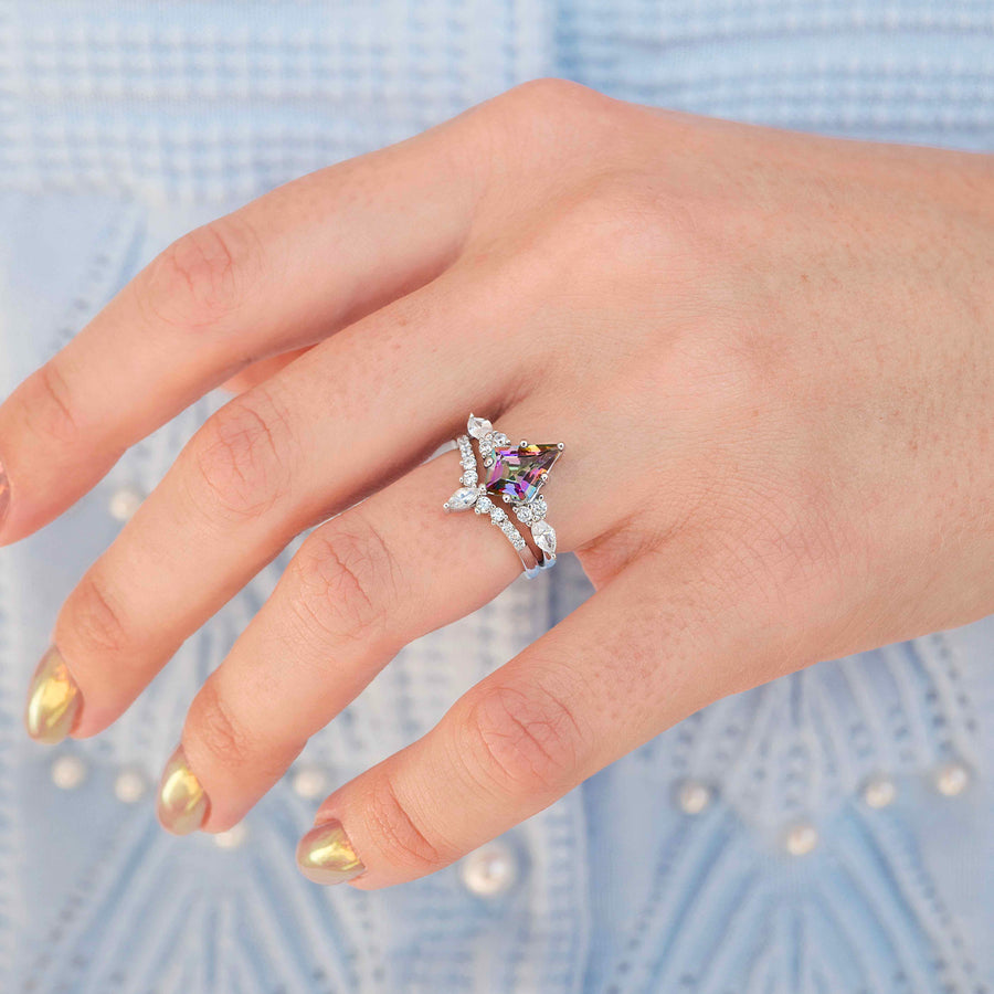 His and Her Mystic Topaz Galaxy Ring Set, Cass Supernova, Match Engagement Ring Set, Unique Couple Ring, Alternative Wedding Ring, Engraving
