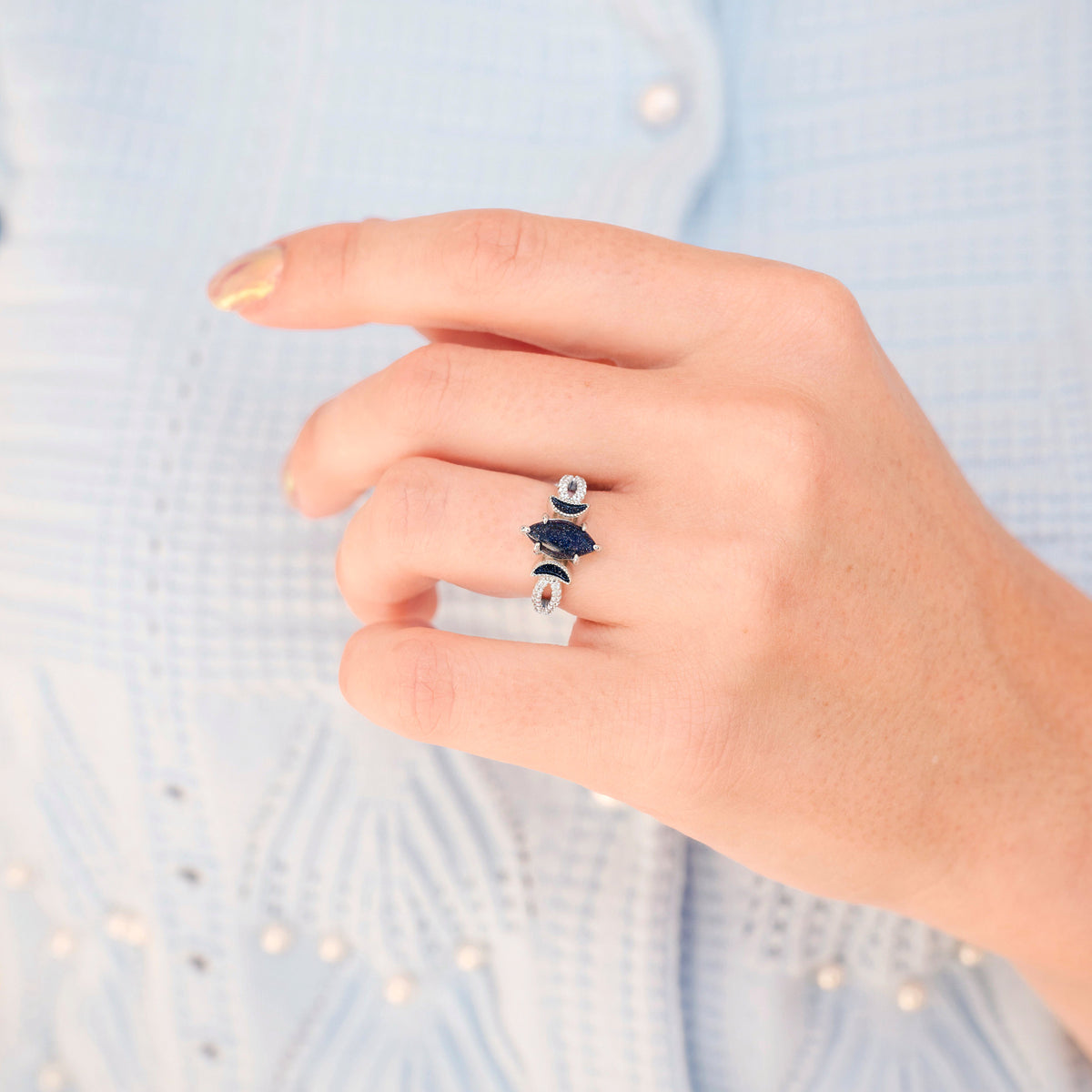 Lunara Starry Night Ring Set, His Her Wedding Ring, Unique Couples Ring, Great Rift Nebula, Crescent Moon Ring, Match Promise Ring, Engrave