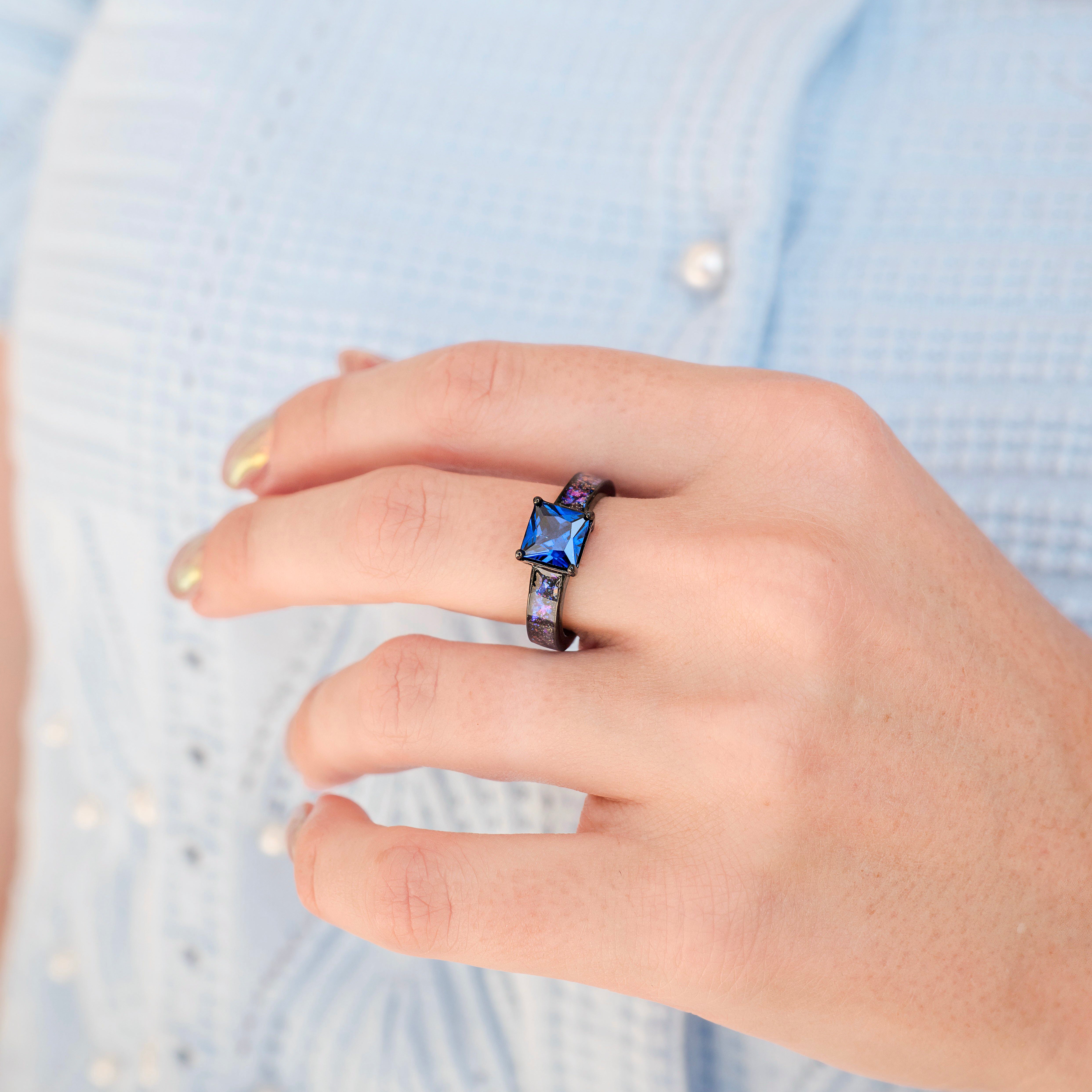 Enla Sapphire & Orion Nebula Ring™ Set | Matching Space Inspired Wedding Band Set for Couples