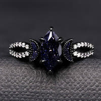Black Marquise Engagement Ring – Celestial Split Shank Sandstone