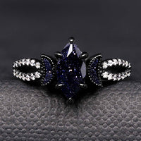 Black Marquise Engagement Ring – Celestial Split Shank Sandstone