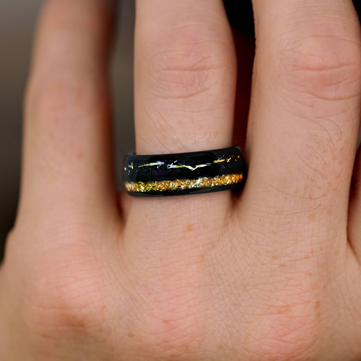 Mens Citrine Engagement Ring | Black & Gold 8mm Tungsten Band