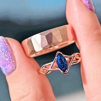 Blue Sandstone Celtic Couples Ring Set | Rose Gold His & Hers