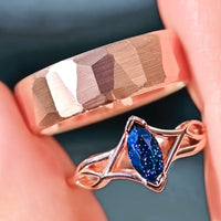 Blue Sandstone Celtic Couples Ring Set | Rose Gold His & Hers