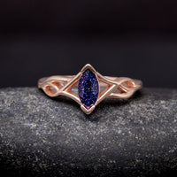 Blue Sandstone Celtic Couples Ring Set | Rose Gold His & Hers