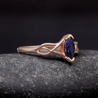 Blue Sandstone Celtic Couples Ring Set | Rose Gold His & Hers