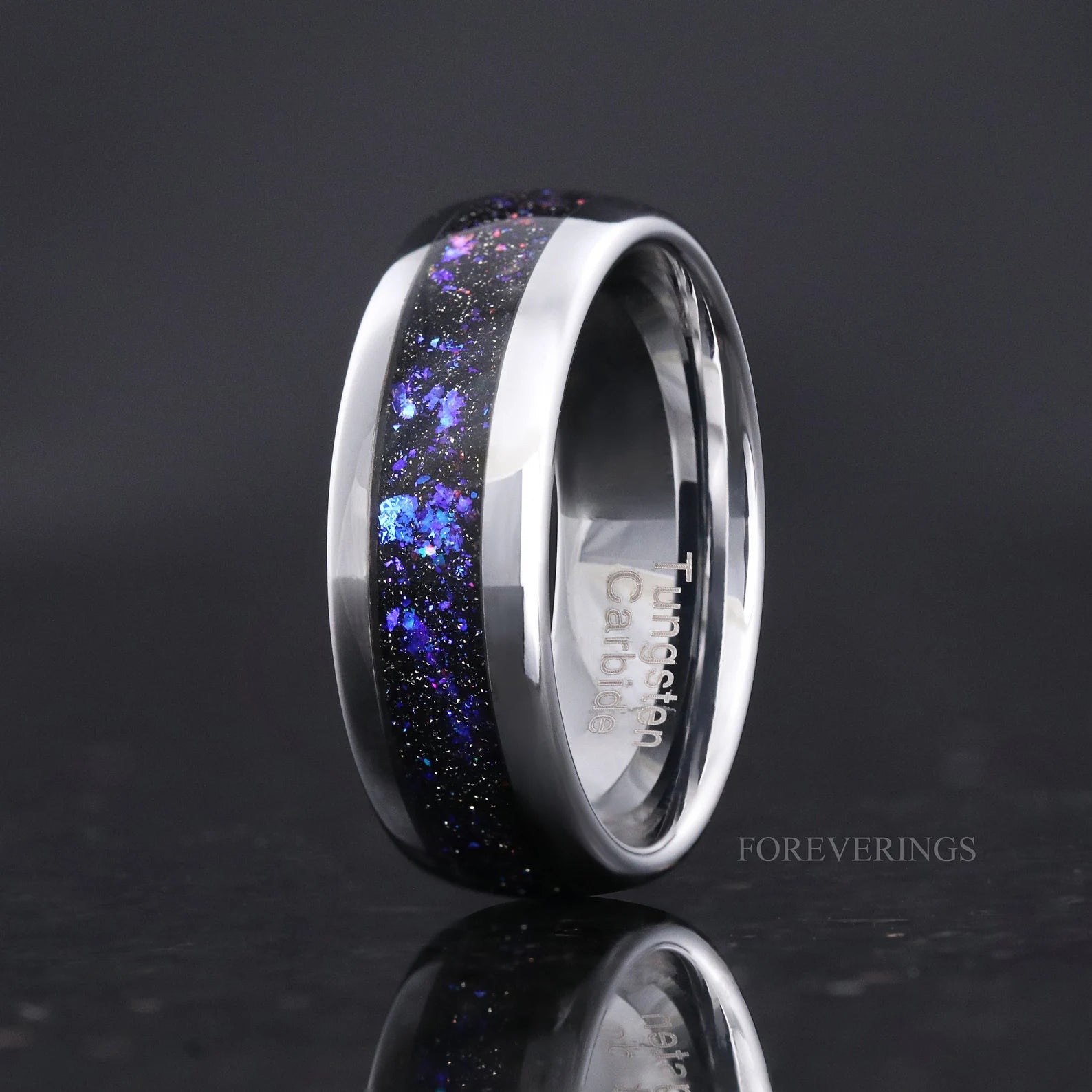 Orion Nebula Ring Set, His and Hers Wedding Band, Sapphire, Silver Ring, Outer Space Couples Ring, Silver Tungsten and 925 Silver