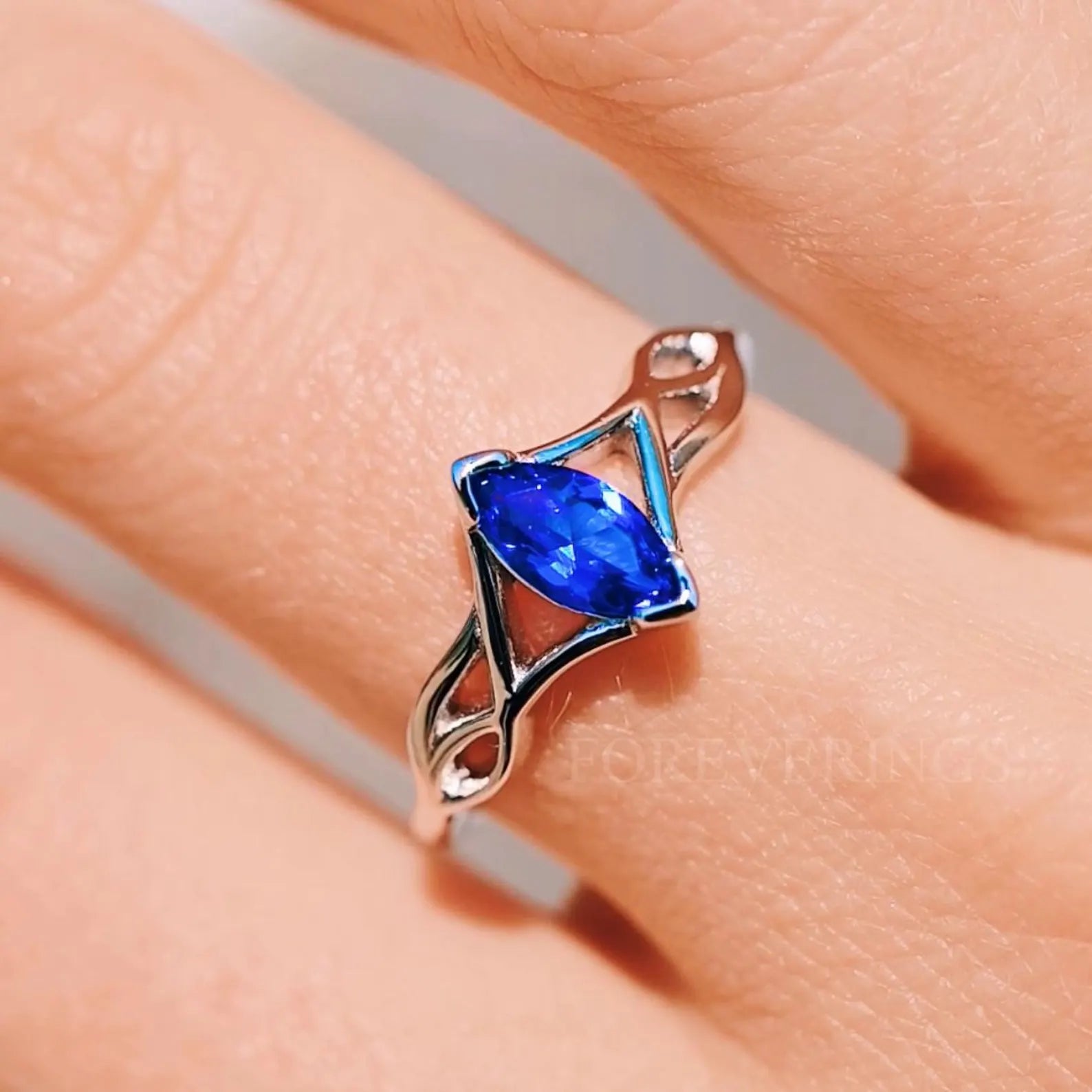 Mystical Sapphire Knot Ring, Silver Sapphire Engagement Ring, Women Wedding Band, Alternative Promise Ring for Her, Unique Women Celtic Ring