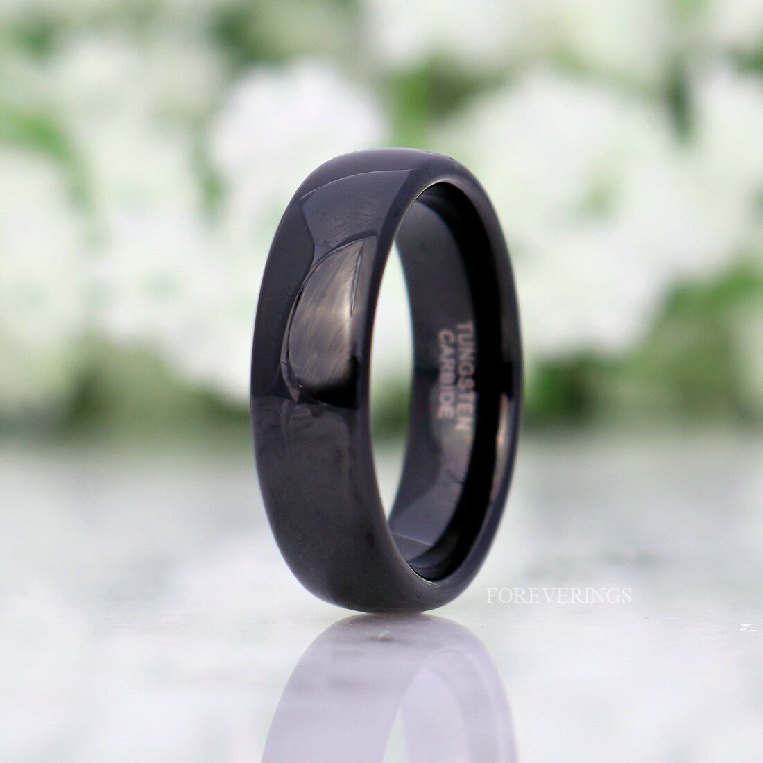 Simple Black Tungsten Wedding Band for Men, 6mm Modern Wedding Band, Mens Womens Ring, Polished, Dome, Simple Modern Ring, Ring Engraving