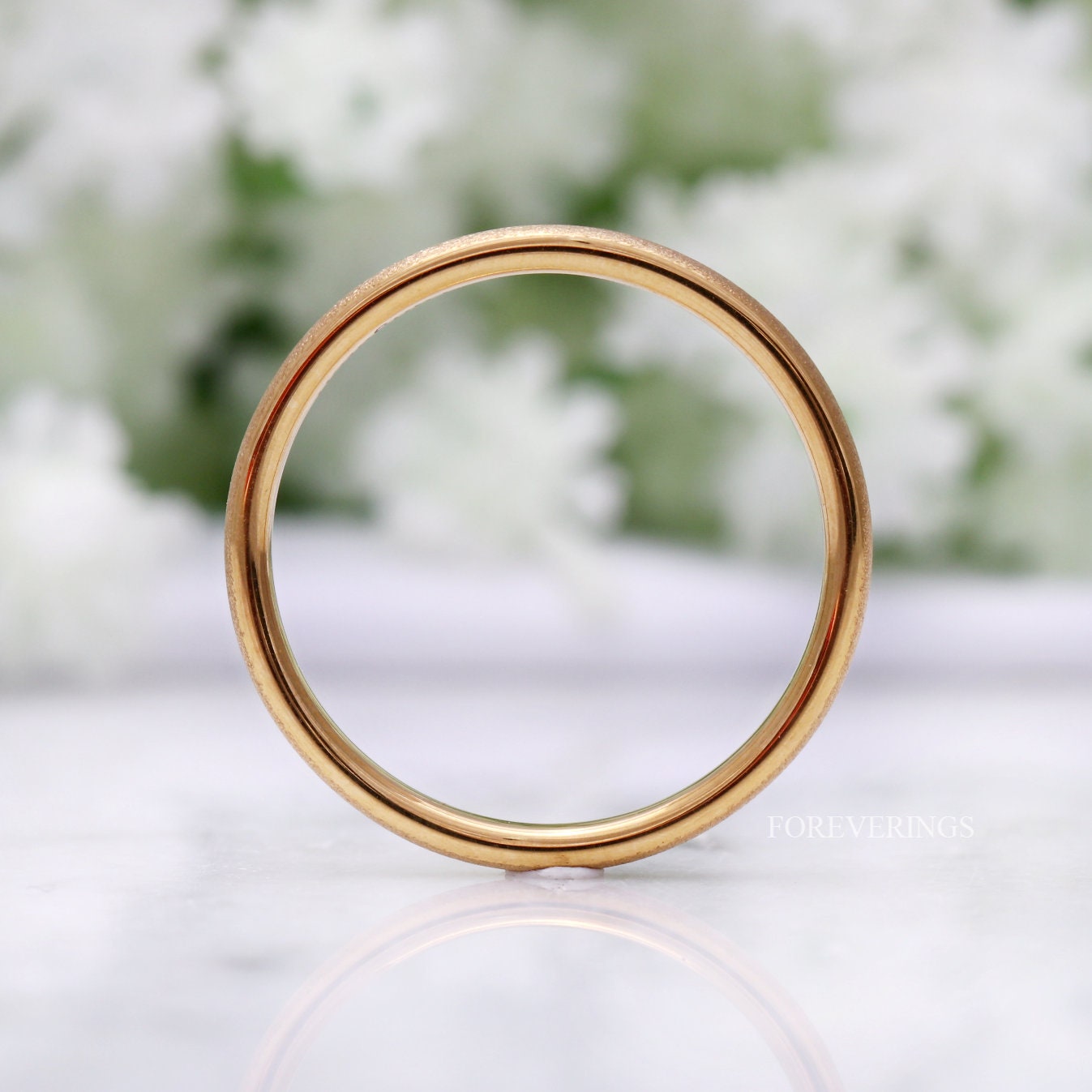 Minimalist Gold Wedding Band, Sandblasted Tungsten Ring, 2mm Womens Wedding Band, Simple and Unique Gold Ring, Custom Engraved Ring