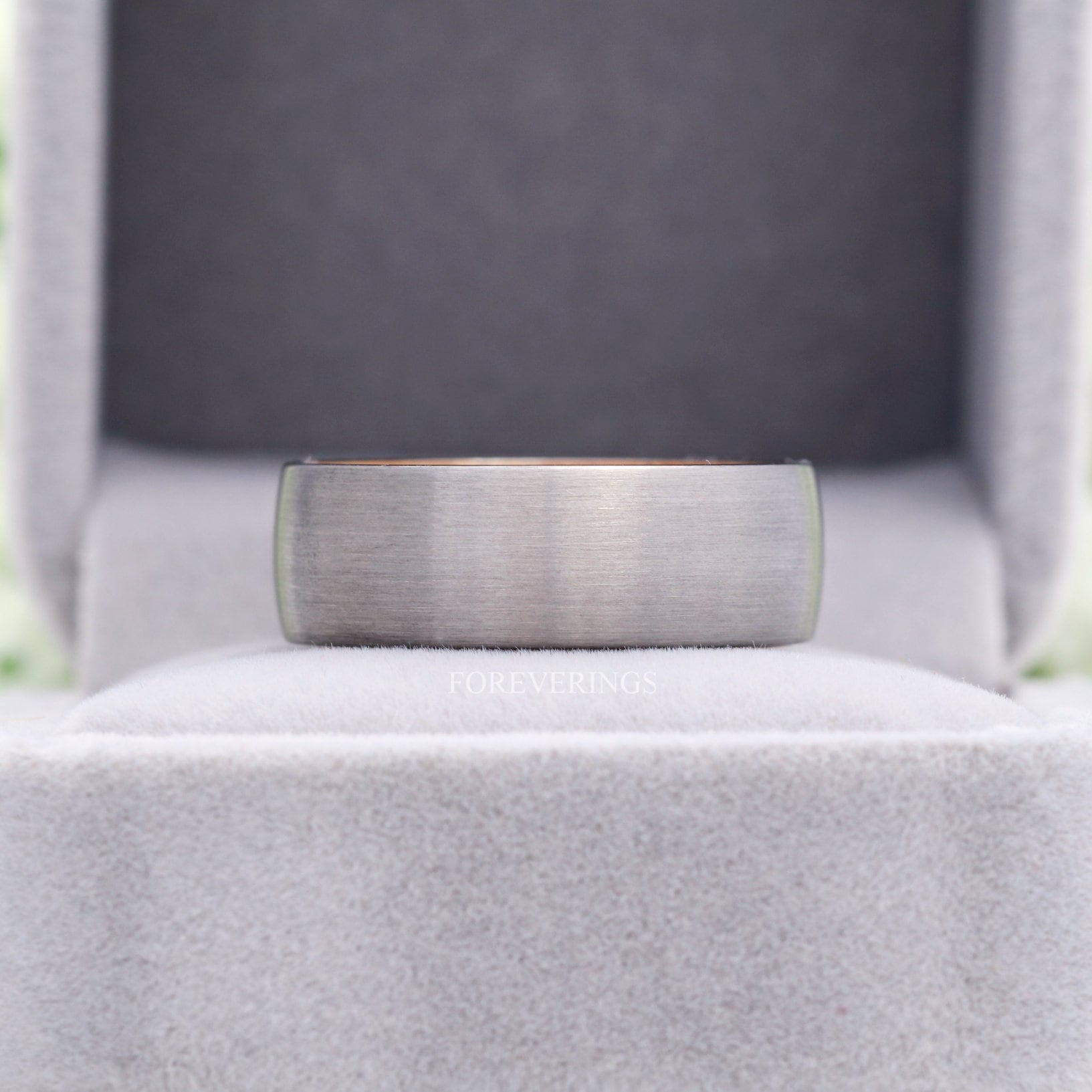 Mens Wood Whiskey Barrel Ring, Men Tungsten Wedding Band, Wood Ring, No Plating, Matte Brushed, Comfort Fit, Domed, Anniversary Gift for Him