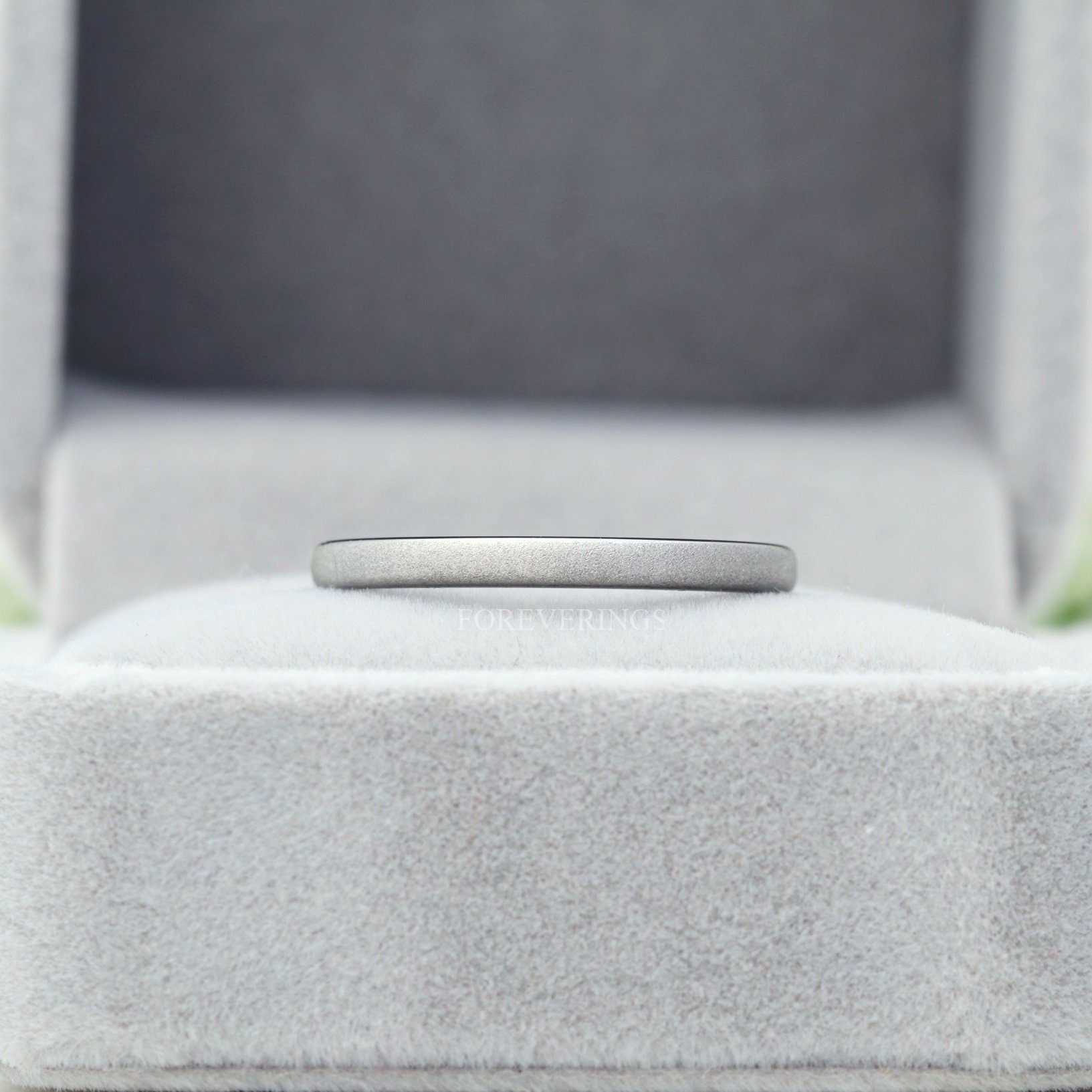 Sandblasted Silver Tungsten Ring Women, 2mm Thin Minimalist Wedding Band, Simple and Unique Silver Ring, Promise Ring for Her, Engraved Ring