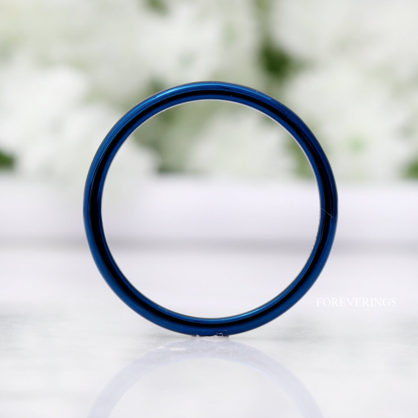 Simple Thin Blue Ring, 2mm Wedding Band, Women Men Ring, Polished, Round Dome, Unique Stackable Wedding Band, Ring Engraving