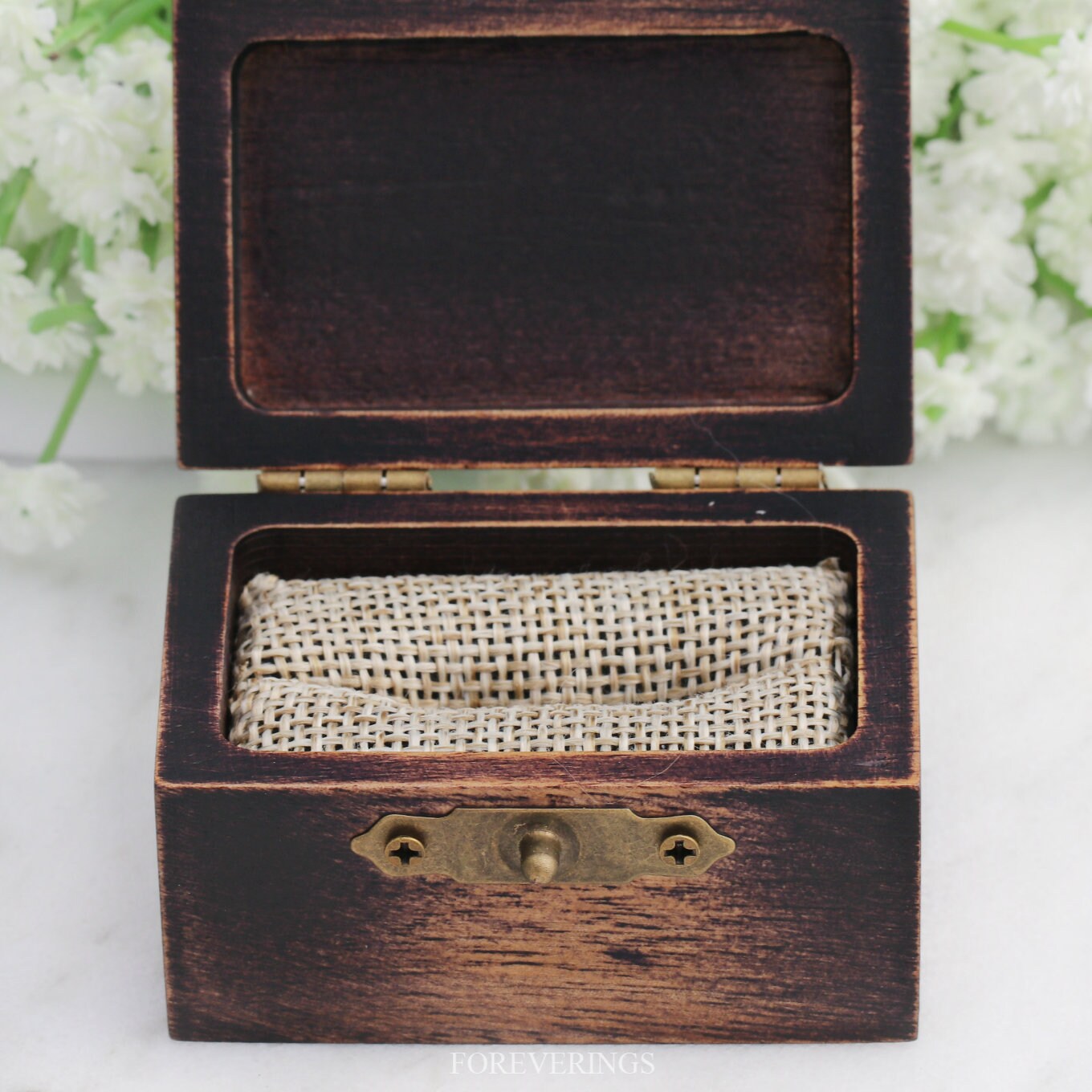 Wood Ring Box, Rustic Wedding Ring Box, Soft Burlap Foam Insert, Wood Ring Box for Proposal & Engagement, Ring Bearer Box, Anniversary Gift