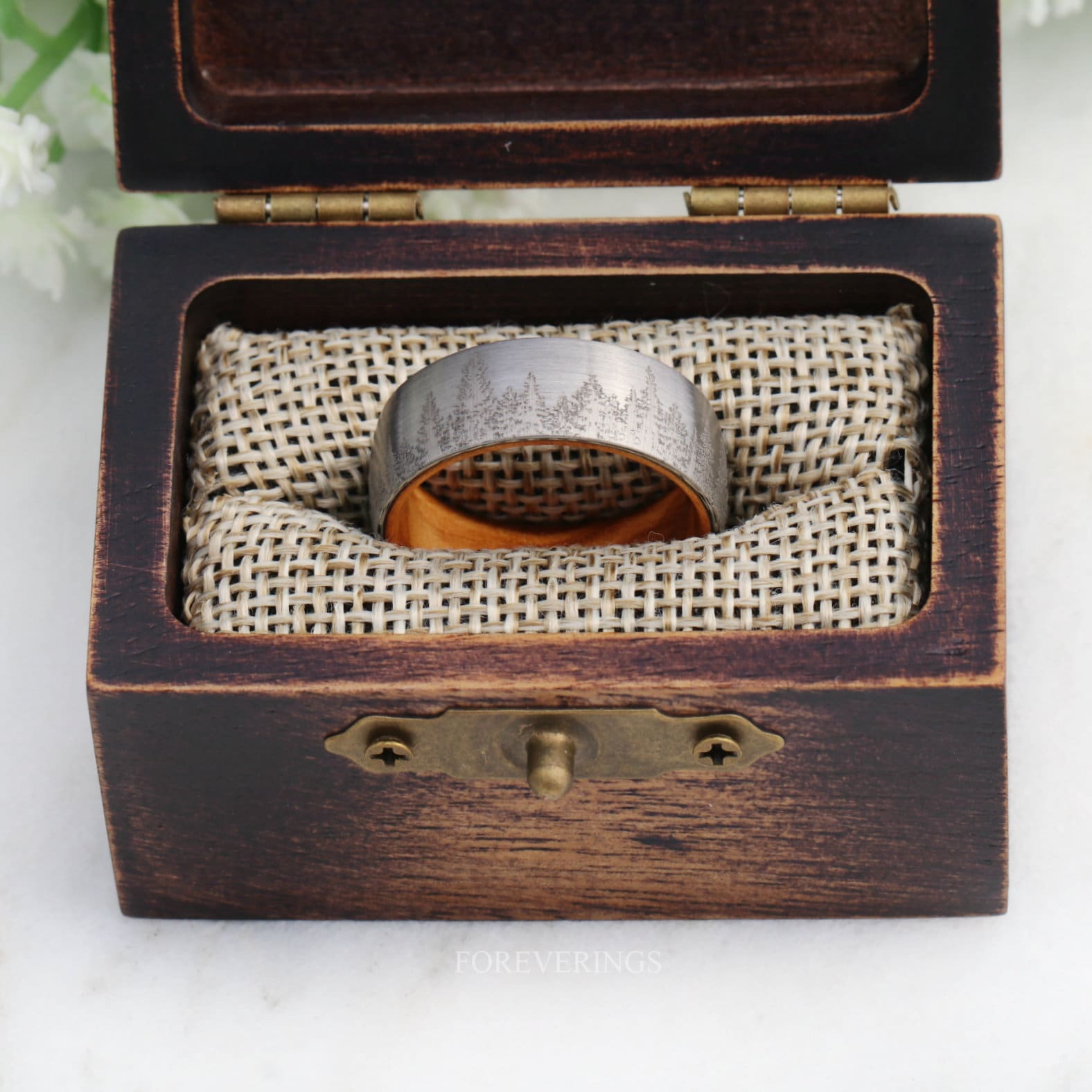 Wood Ring Box, Rustic Wedding Ring Box, Soft Burlap Foam Insert, Wood Ring Box for Proposal & Engagement, Ring Bearer Box, Anniversary Gift