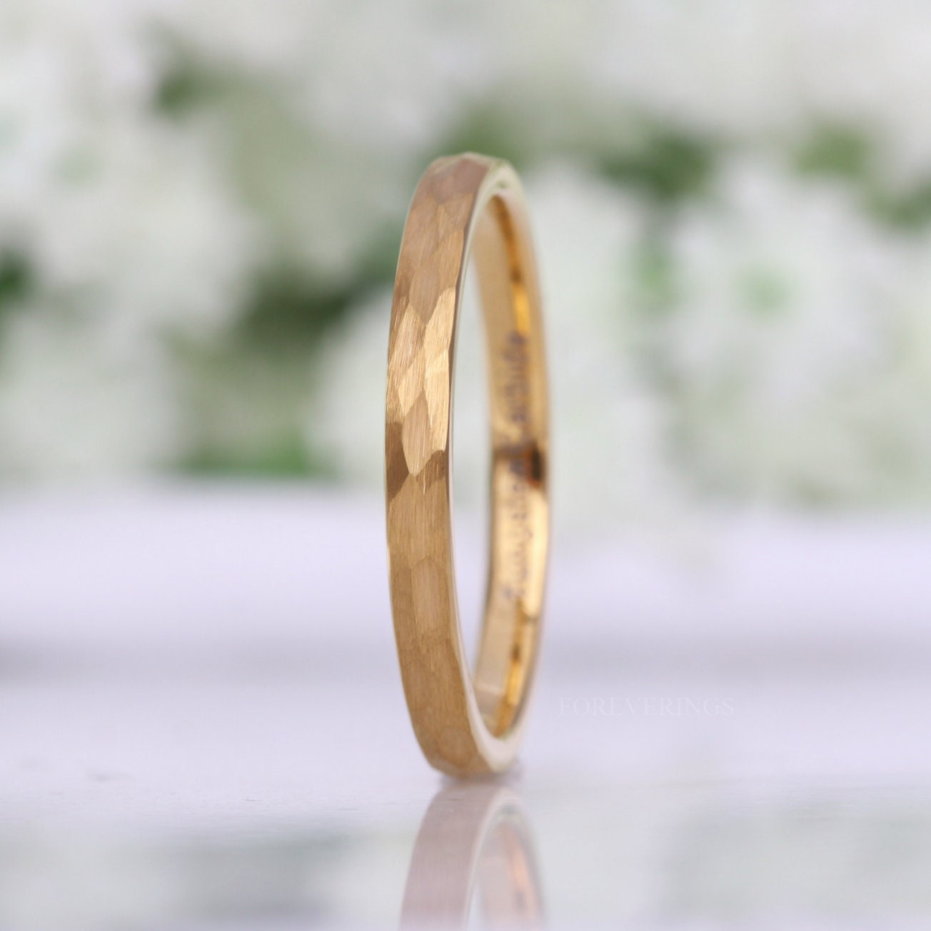 Hammered Gold Ring, Thin Wedding Band, Matte Gold Tungsten Ring, 2mm-4mm Mens Womens Wedding Band, Simple and Unique Ring, Ring Engraving