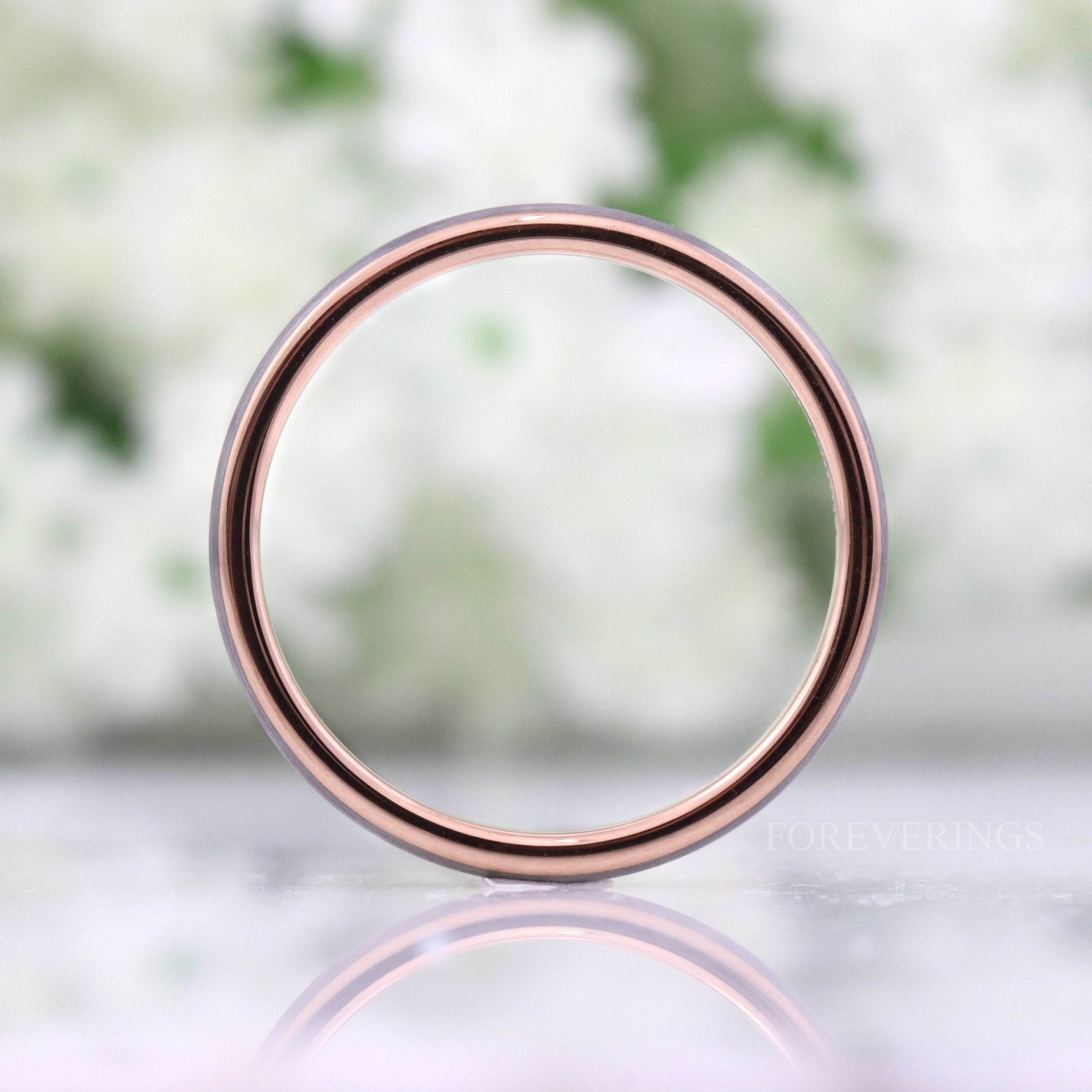 His and Hers Tungsten Wedding Band Set, 8mm-2mm Two-Tone Couples Rings, Silver and Rose Gold Band, Comfort Fit, Smooth, Dome, Matte Brush