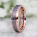 His 6mm brushed silver tungsten band with rose gold interior and stepped rose gold edges